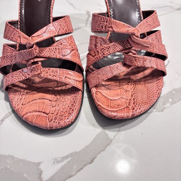 Franco Sarto Coral Snake Embossed Slide Slip on Sandals Heels Women's Size 8M - Picture 4 of 12